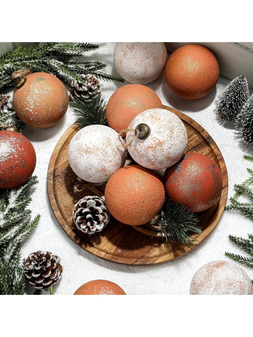24 Pcs Large Rustic Vintage Christmas Ornaments - Boho Shatterproof Tree Decor